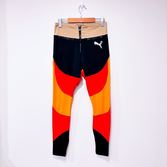 PUMA Orange red & black colorblock leggings | Active style | Medium * - Picture 8 of 11